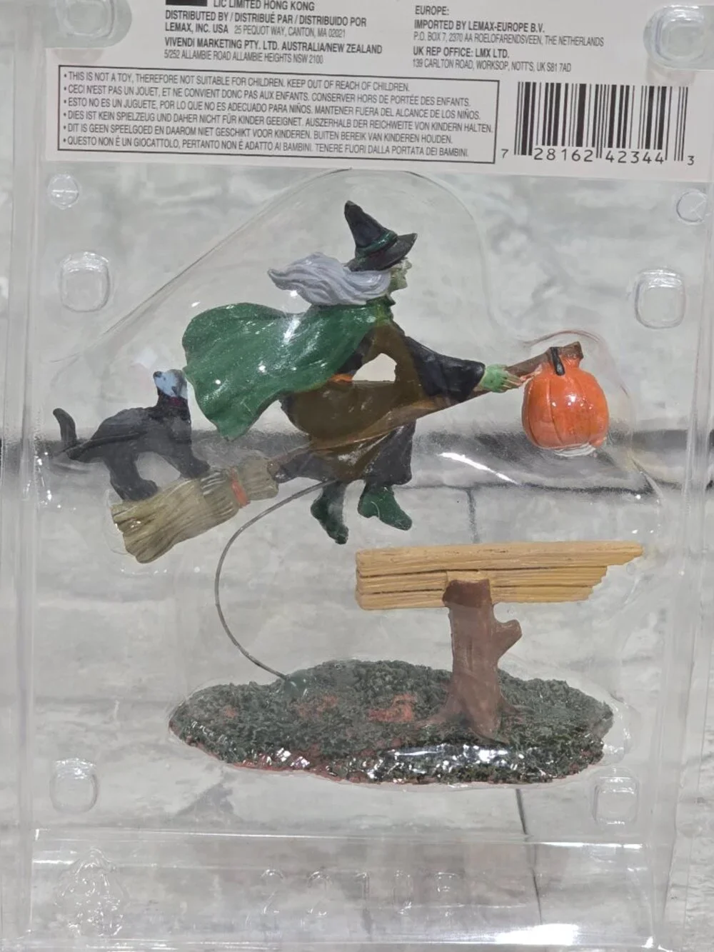 Lemax Curbside Pickup Witch on Broomstick Figurine, #22105, Poly-Resin